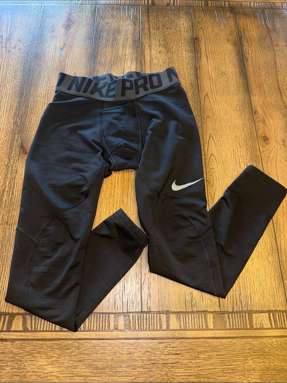 Nike Pro Kids Boys Dri-Fit Compression Pants with Gray Swoosh